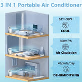 Portable Air Conditioner 8,000 BTU 3-in-1 AC Unit with Dehumidifier Cools up 450 sq. ft Energy Saving with ECO Mode